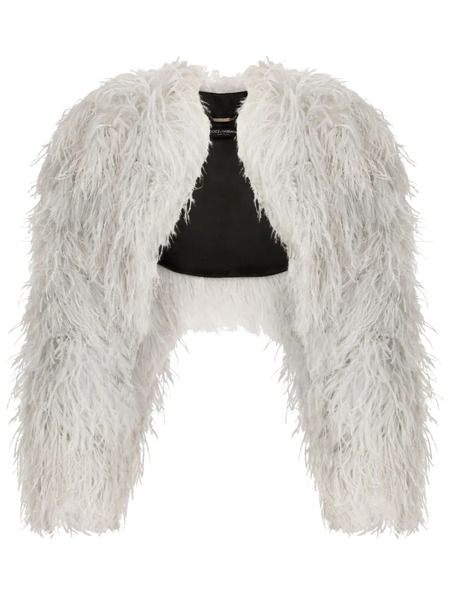  Dolce & Gabbana Feather-trim Bolero Jacket - Grey 