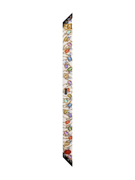  Dolce & Gabbana Floral And Chain-print Scarf - White 