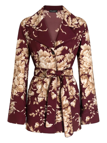  Dolce & Gabbana Floral Belted Shirt - Red 