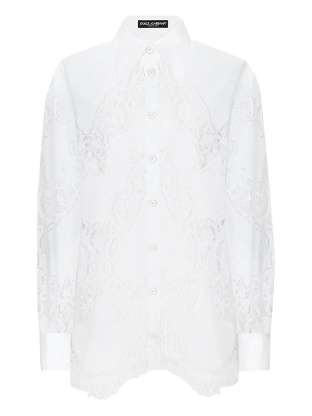  Dolce & Gabbana Floral-embroidered Poplin Shirt - White 