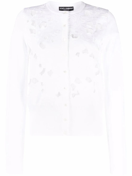  Dolce & Gabbana Floral-embroidery Openwork Cardigan - White 