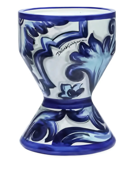  Dolce & Gabbana Floral Geometric Ceramic Vase - White 
