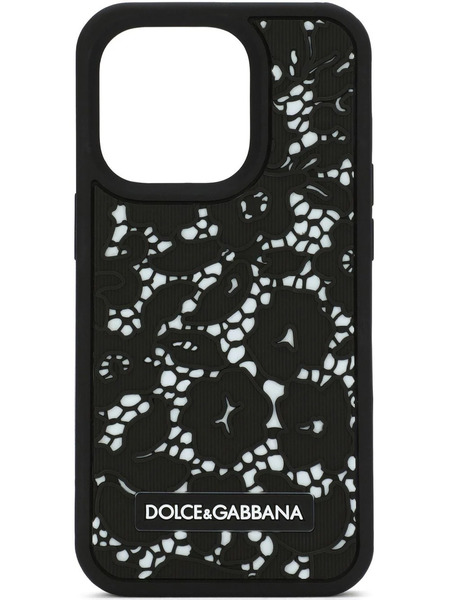  Dolce & Gabbana Floral-lace Iphone 14 Pro Case - Black 