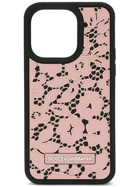  Dolce & Gabbana Floral-lace Iphone 14 Pro Case - Pink 