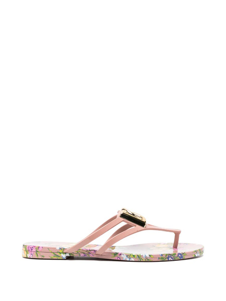  Dolce & Gabbana Floral Logo Flip-flops - Pink 