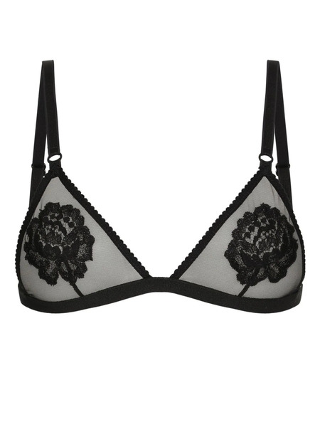  Dolce & Gabbana Floral-motif Triangle Bra - Black 
