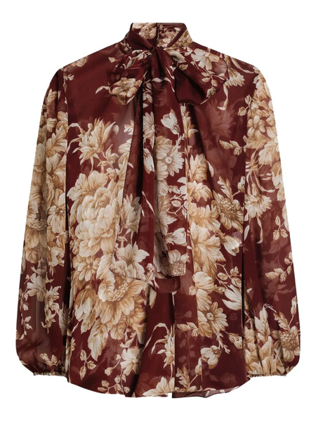  Dolce & Gabbana Floral-print Bow Blouse - Brown 