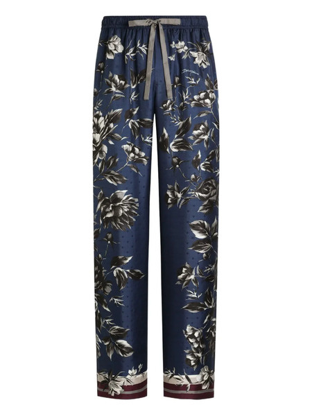  Dolce & Gabbana Floral-print Drawstring Trousers - Blue 
