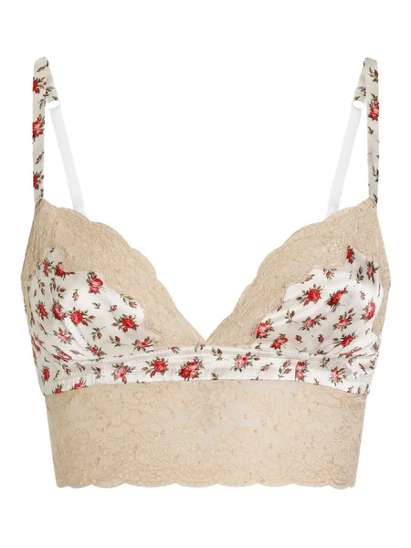  Dolce & Gabbana Floral-print Lace Bra - Neutrals 