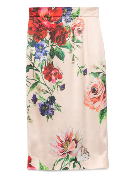 Dolce & Gabbana Floral-print Midi Skirt - Pink 