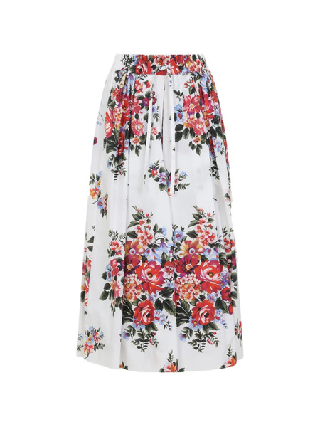  Dolce & Gabbana Floral Print Midi Skirt - White 