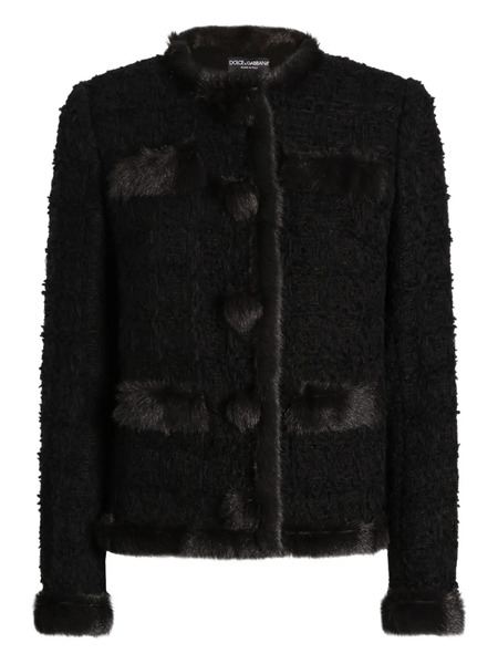 Dolce & Gabbana Fur-trimmed Tweed Jacket - Black 