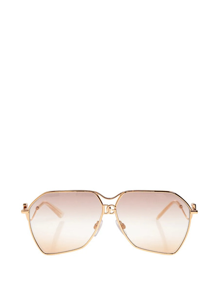 Dolce & Gabbana Geometric-frame Metal Sunglasses - Gold 