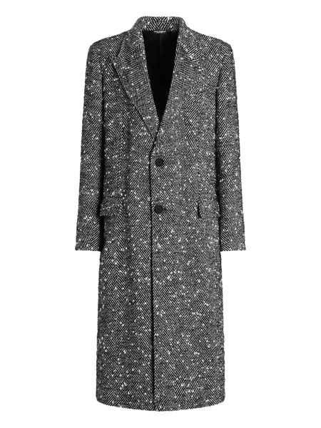  Dolce & Gabbana Herringbone Coat - Black 