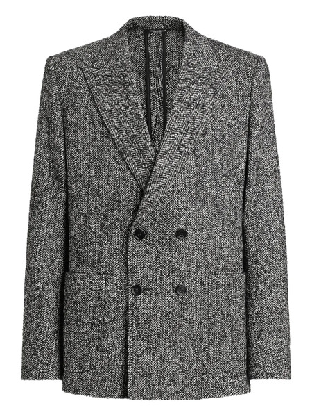  Dolce & Gabbana Herringbone Double-breasted Blazer - Grey 
