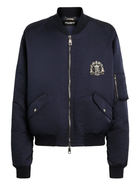  Dolce & Gabbana Hooded Embroidered Bomber Jacket - Blue 