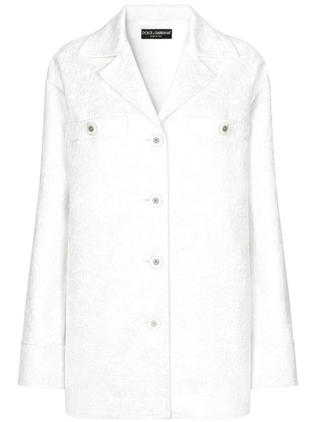  Dolce & Gabbana Jacquard Brocade Coat - White 