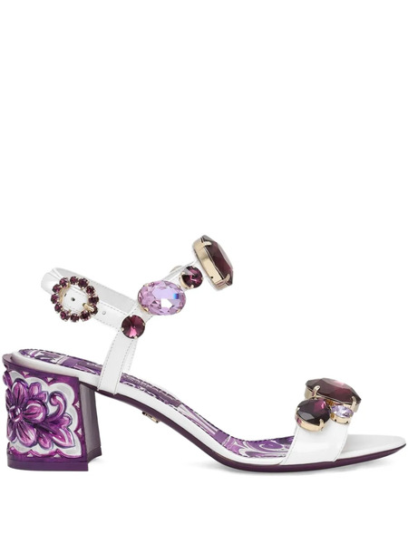  Dolce & Gabbana Keira Leather Sandals - White 