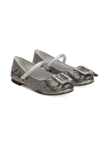  Dolce & Gabbana Kids Brocade Ballet Flats - Silver 