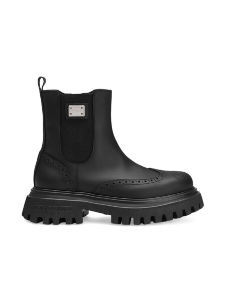  Dolce & Gabbana Kids Brogue-detail Chelsea Boots - Black 