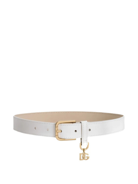  Dolce & Gabbana Kids Buckle Charm Belt - White 