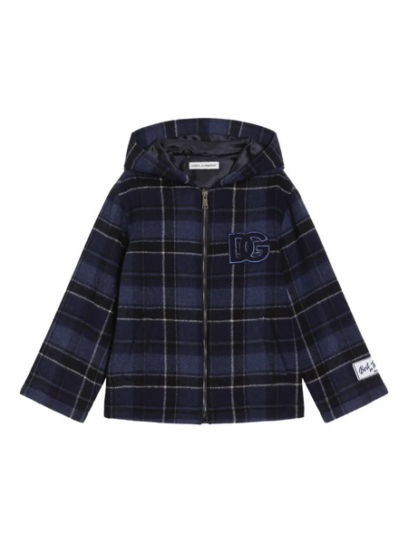  Dolce & Gabbana Kids Check-pattern Hooded Jacket - Blue 