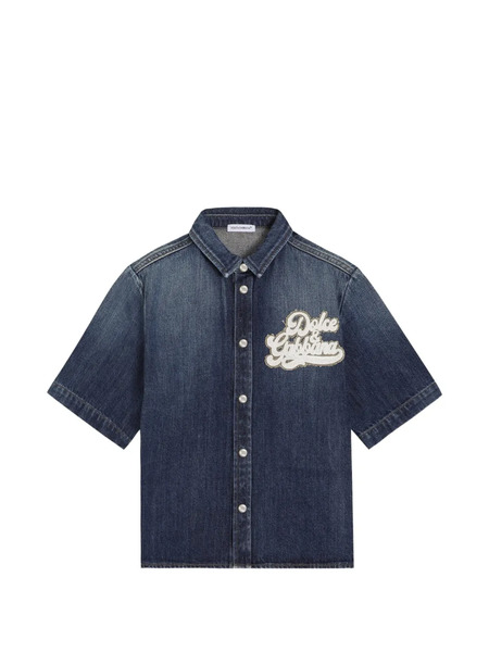  Dolce & Gabbana Kids Denim Shirt With Patch - Blue 