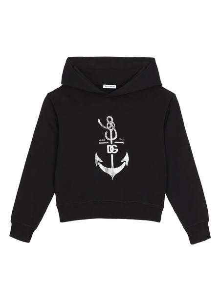  Dolce & Gabbana Kids Dg Anchor-print Cotton Hoodie - Blue 