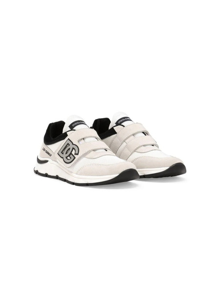  Dolce & Gabbana Kids Dg-appliqué Touch-strap Sneakers - Neutrals 