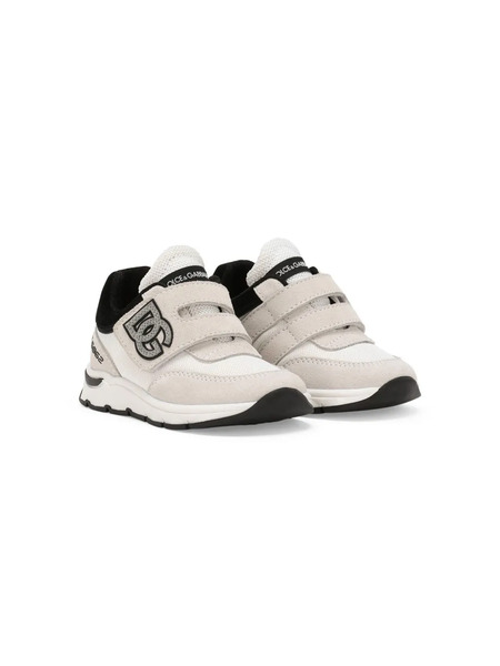  Dolce & Gabbana Kids Dg-appliqué Touch-strap Sneakers - Neutrals 