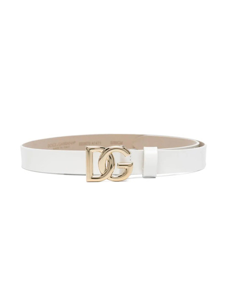  Dolce & Gabbana Kids Dg Logo Leather Belt - White 