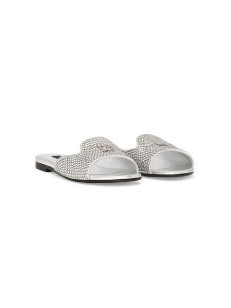  Dolce & Gabbana Kids Dg Rhinestone Sandals - Silver 
