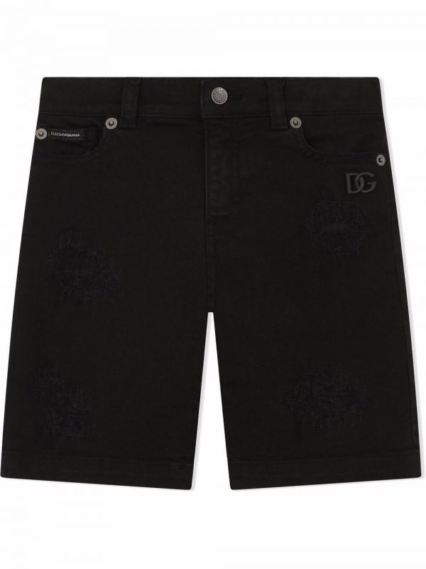  Dolce & Gabbana Kids Distressed-finish Denim Shorts - Black 