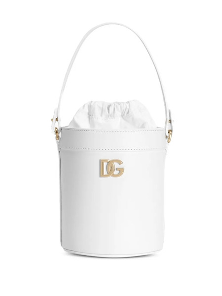  Dolce & Gabbana Kids Drawstring Logo Bucket Bag - White 