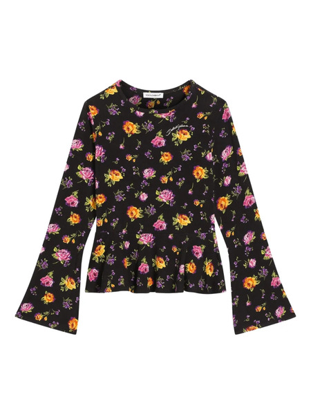  Dolce & Gabbana Kids Flared Floral Blouse - Black 