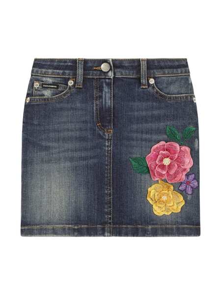  Dolce & Gabbana Kids Floral-embroidered Skirt - Blue 