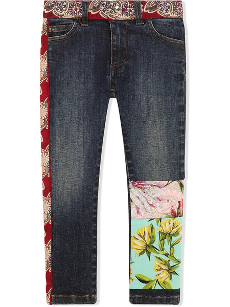  Dolce & Gabbana Kids Floral-patch Jeans - Blue 