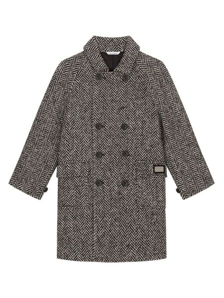  Dolce & Gabbana Kids Herringbone-pattern Coat - Black 