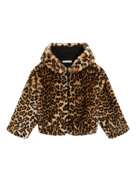  Dolce & Gabbana Kids Hooded Leopard-pattern Jacket - Brown 