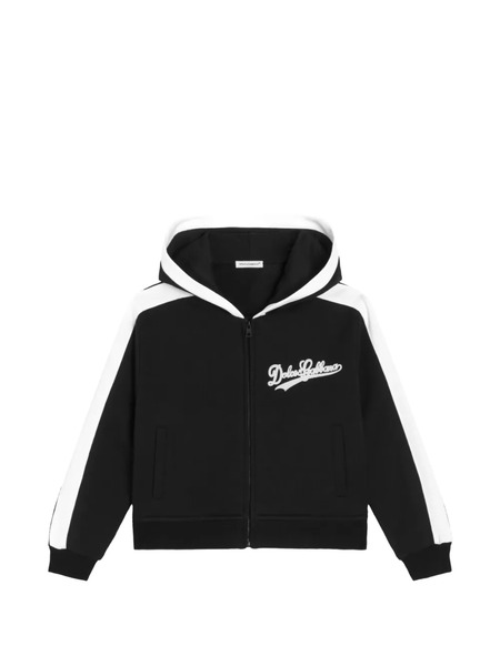  Dolce & Gabbana Kids Hooded Stripe Top - Black 