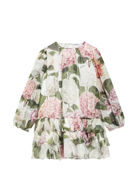  Dolce & Gabbana Kids Hydrangea-print Chiffon Dress - White 