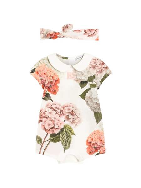 Dolce & Gabbana Kids Hydrangea-print Jersey Romper Set - White 