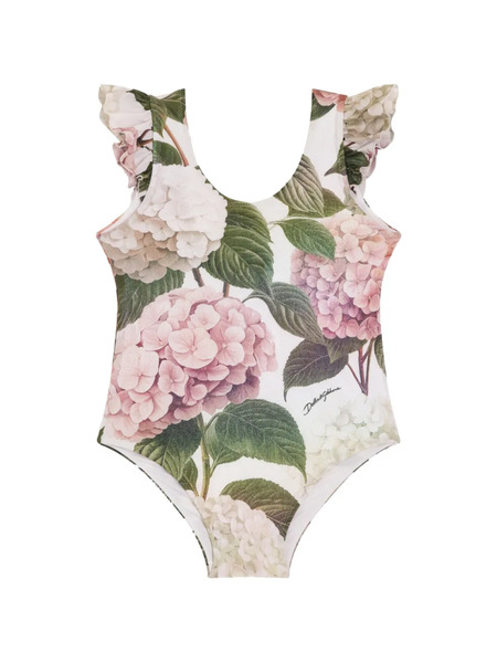  Dolce & Gabbana Kids Hydrangea-print One-piece Swimsuit - White 