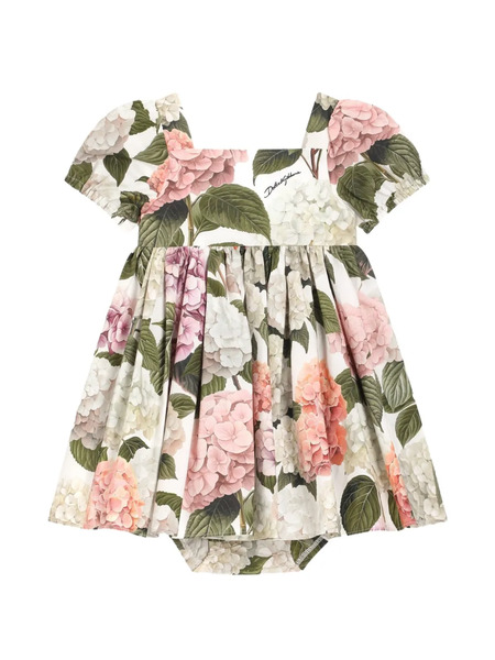  Dolce & Gabbana Kids Hydrangea-print Poplin Dress - White 
