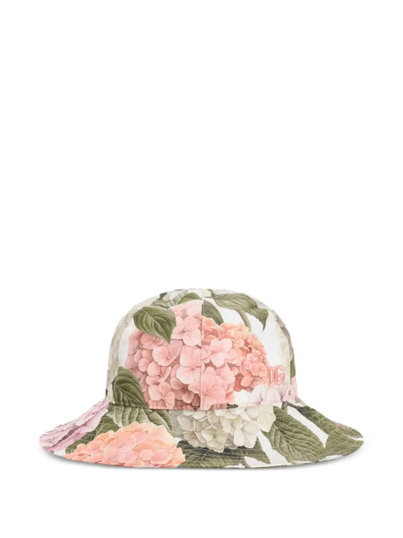  Dolce & Gabbana Kids Hydrangea-print Poplin Hat - White 