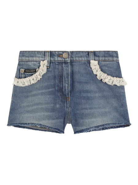  Dolce & Gabbana Kids Lace-trim Shorts - Blue 