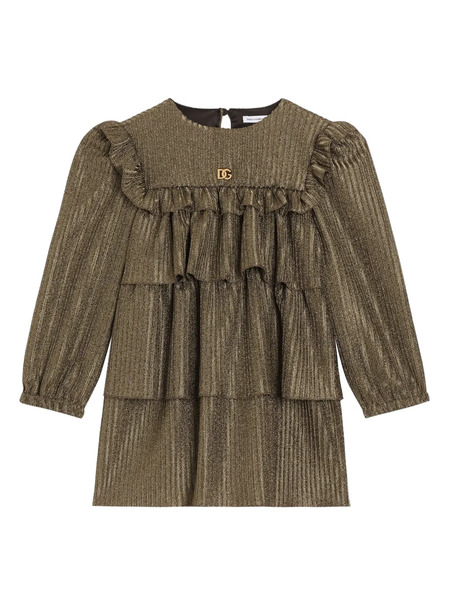  Dolce & Gabbana Kids Laminated Dress - Gold 