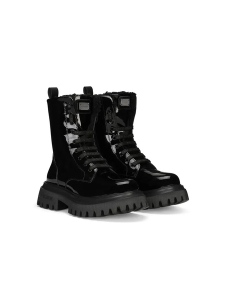 Dolce & Gabbana Kids Leather Ankle Boots - Black 