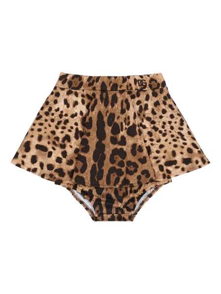  Dolce & Gabbana Kids Leopard Embroidered Skirt - Brown 