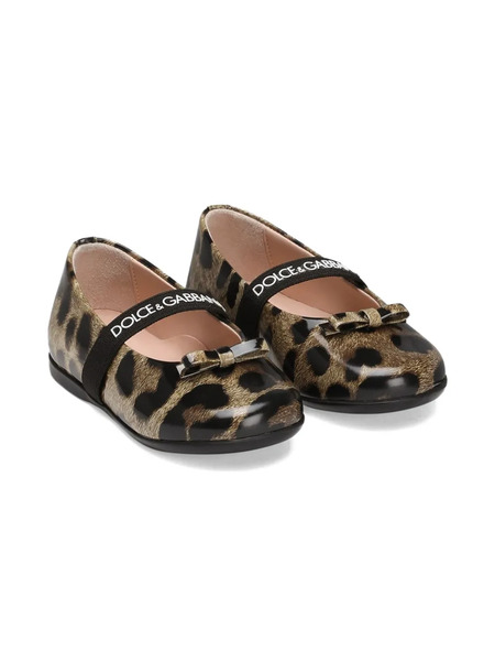  Dolce & Gabbana Kids Leopard-print Bow Ballerinas - Brown 
